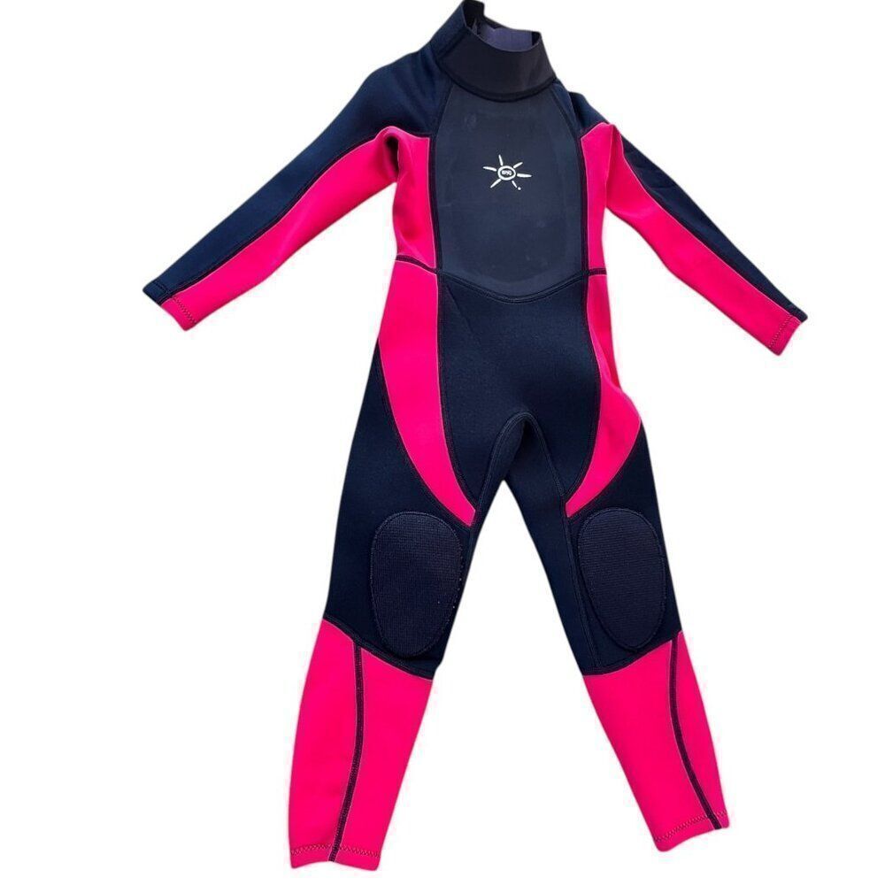Epic Red Black Kids Long Sleeve Back Zip Neoprene Full Wetsuit Size 5/6